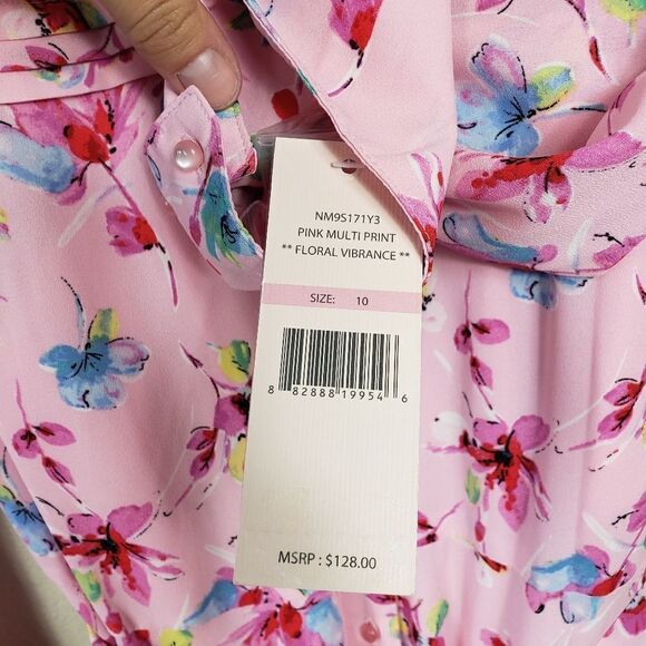 NWT Nanette Lepore Floral Multiprint Button Up Collated Shirt Midi Dress - Picture 13 of 13